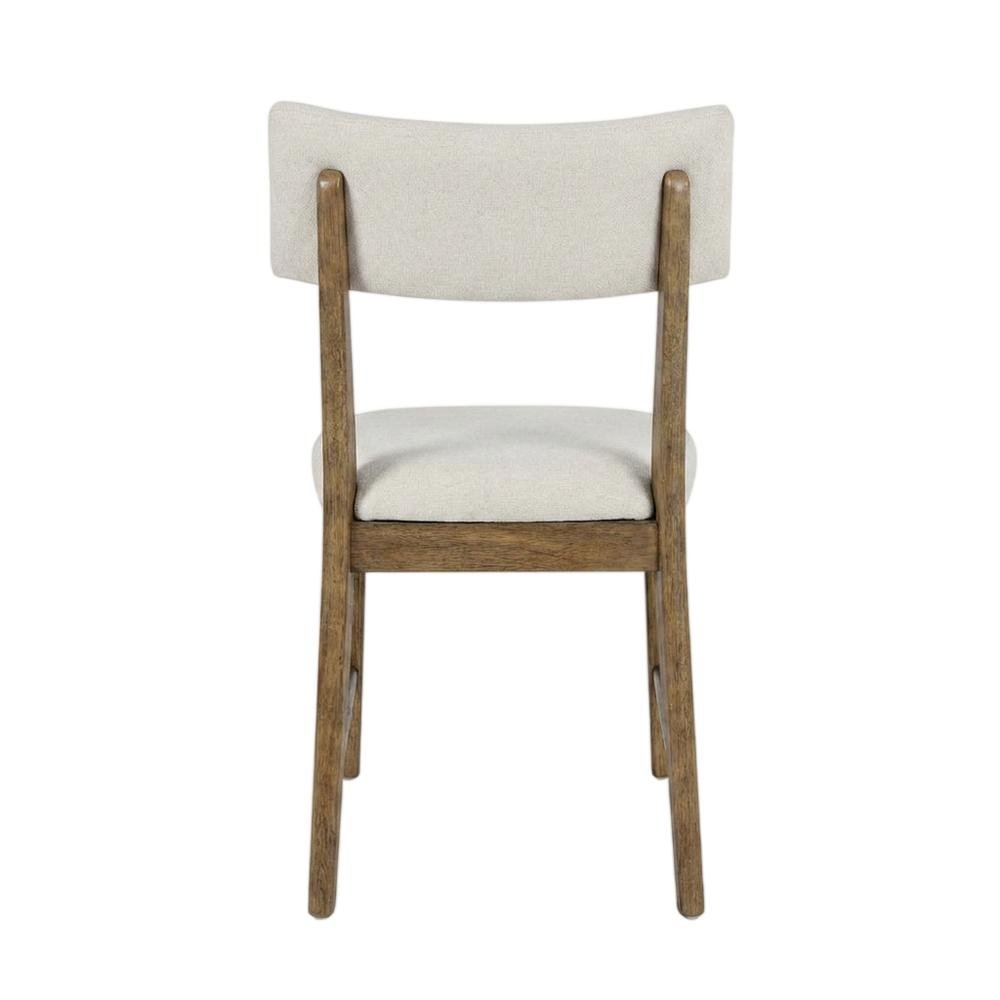 Contemporary Upholstered Split Back Dining Chair, Chestnut, Set of 2. Picture 2