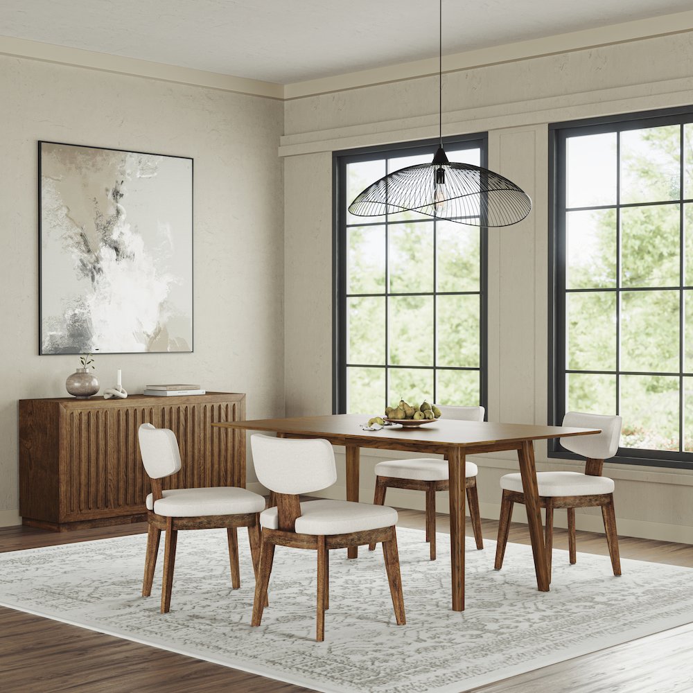 Bowie 66" Harvest Mid-Century Modern Drop-Leaf Dining Table. Picture 6