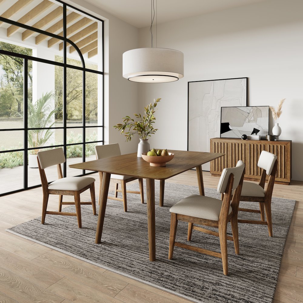 Bowie 66" Harvest Mid-Century Modern Drop-Leaf Dining Table. Picture 7