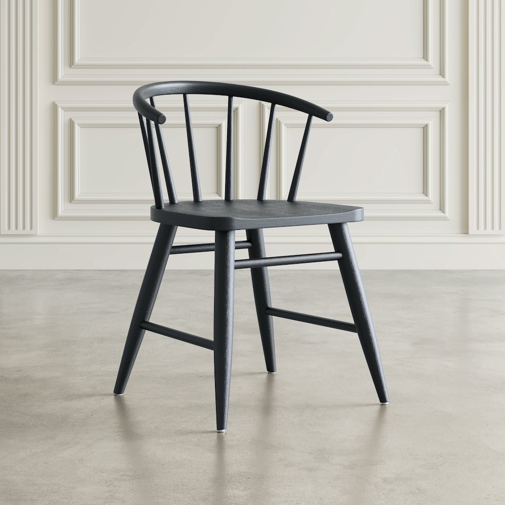 Fitz Traditional Solid Wood Curved Back Spindle Dining Chair (Set of 2). Picture 10