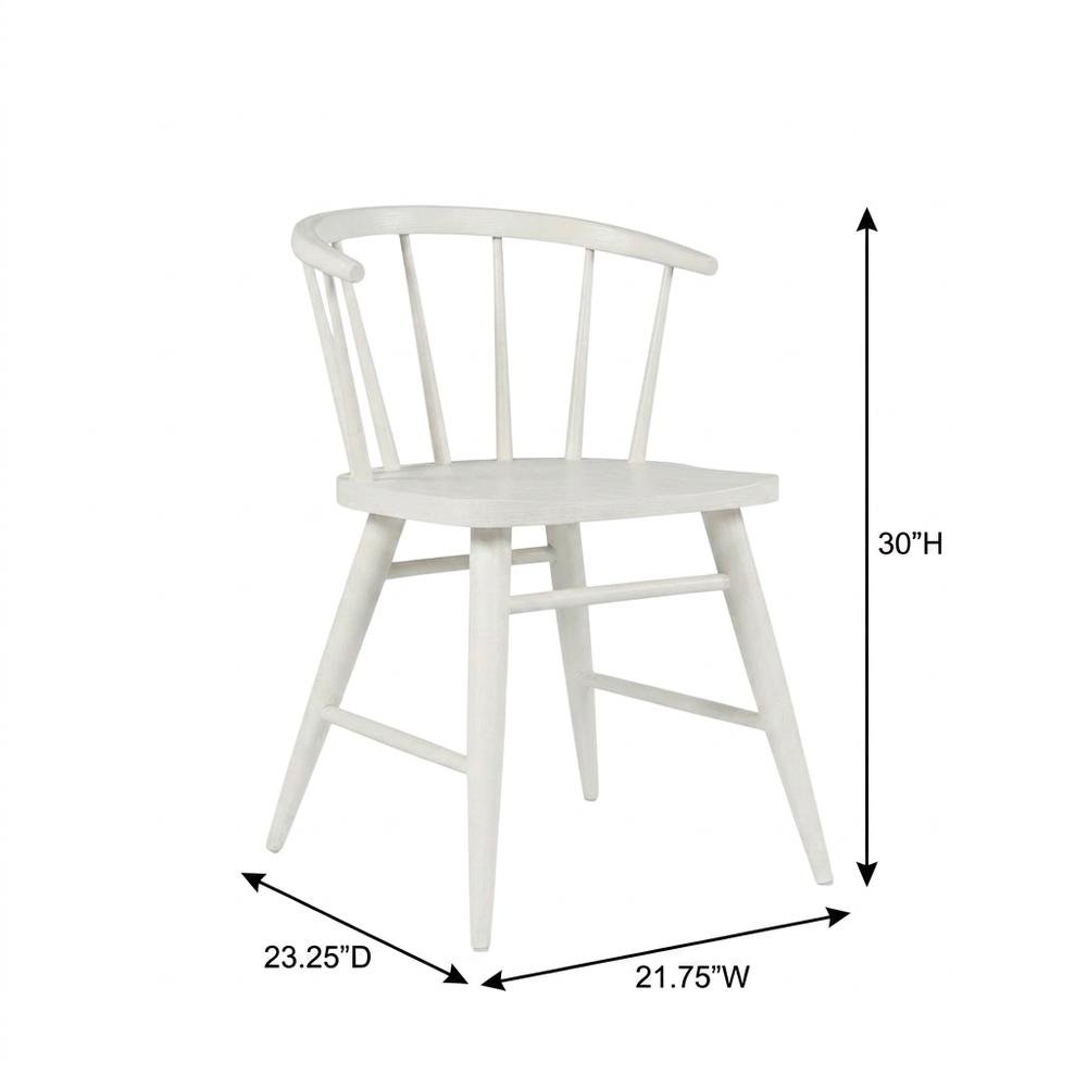 Traditional Solid Wood Curved-Back Spindle Dining Chairs, White, Set of 2. Picture 6