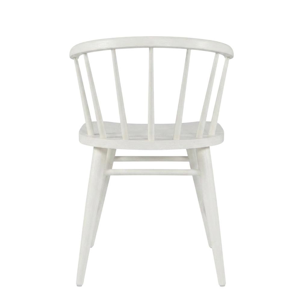 Traditional Solid Wood Curved-Back Spindle Dining Chairs, White, Set of 2. Picture 2