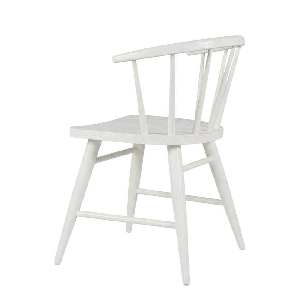 Traditional Solid Wood Curved-Back Spindle Dining Chairs, White, Set of 2. Picture 5
