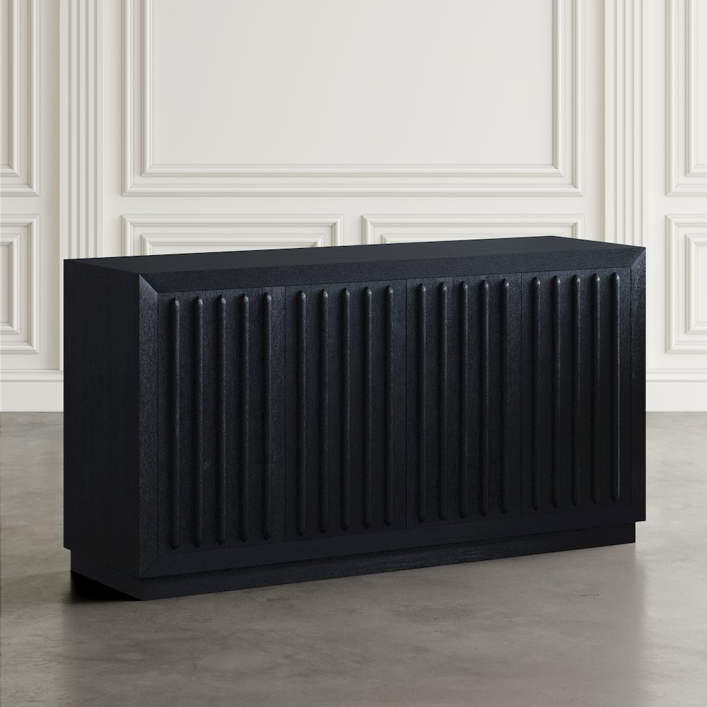Maven 60" Mid-Century Modern Fluted Four Door Sideboard Storage Cabinet. Picture 6