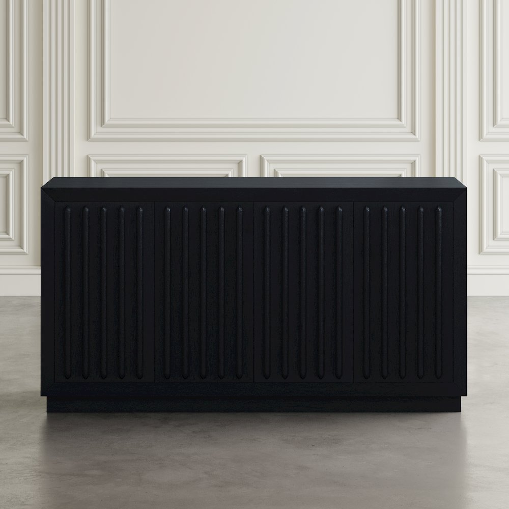 Maven 60" Mid-Century Modern Fluted Four Door Sideboard Storage Cabinet. Picture 7
