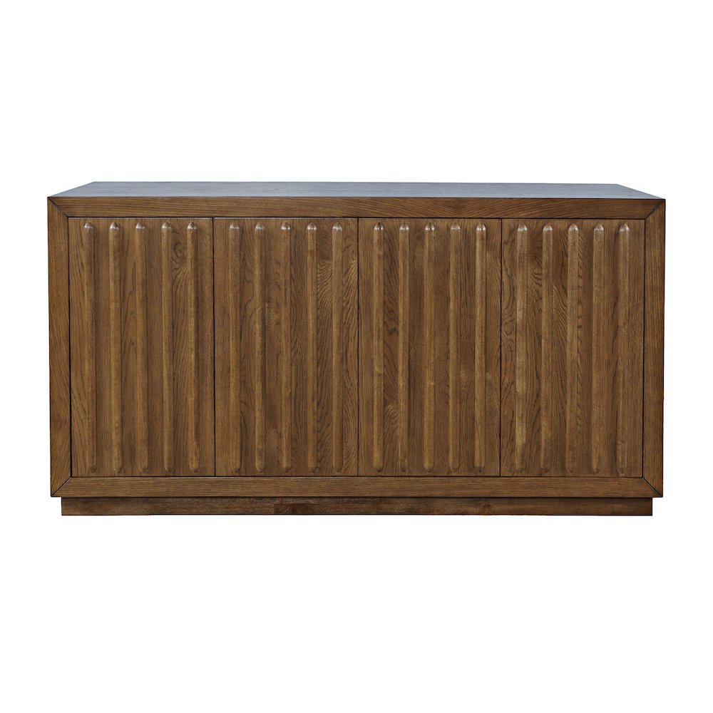 Maven 60" Mid-Century Modern Fluted Four Door Sideboard Storage Cabinet. Picture 1