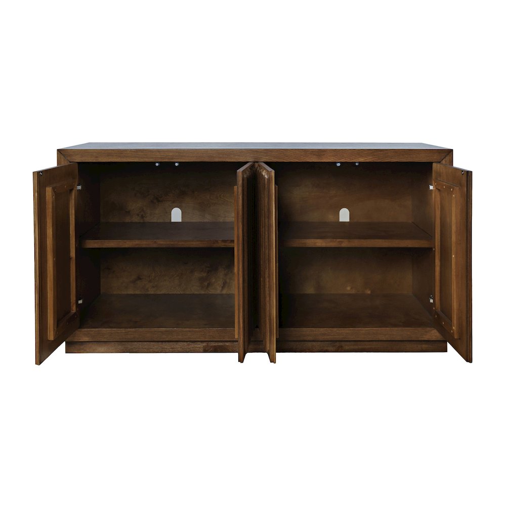 Maven 60" Mid-Century Modern Fluted Four Door Sideboard Storage Cabinet. Picture 3