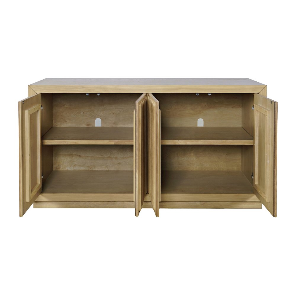 Maven 60" Mid-Century Modern Fluted Four Door Sideboard Storage Cabinet. Picture 5
