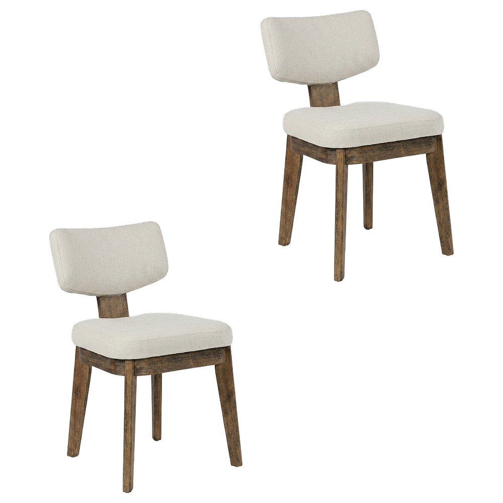 Polyester Mid-Century Modern Split-Back Dining Chairs, Chestnut, Set of 2. Picture 1