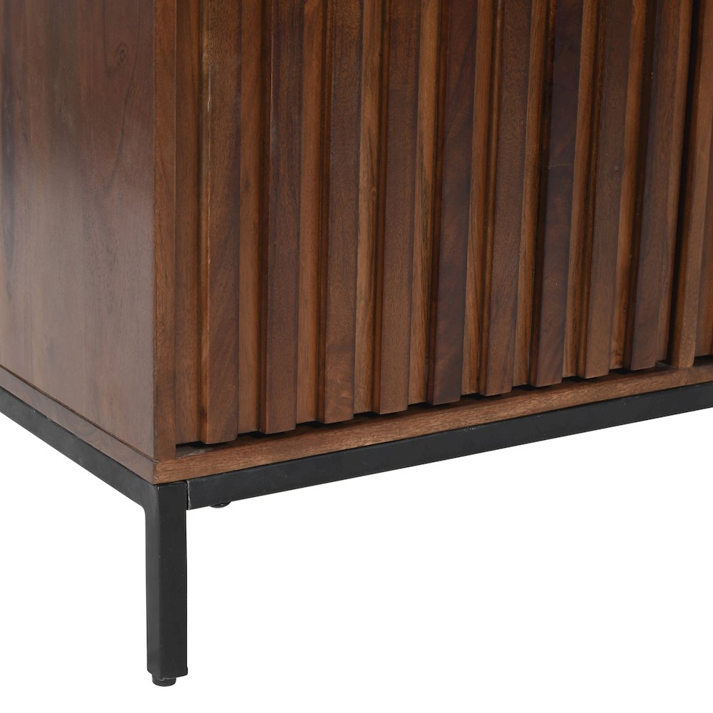 Ryder 50" Modern Fluted Door Solid Wood Console Storage TV Stand Cabinet. Picture 6
