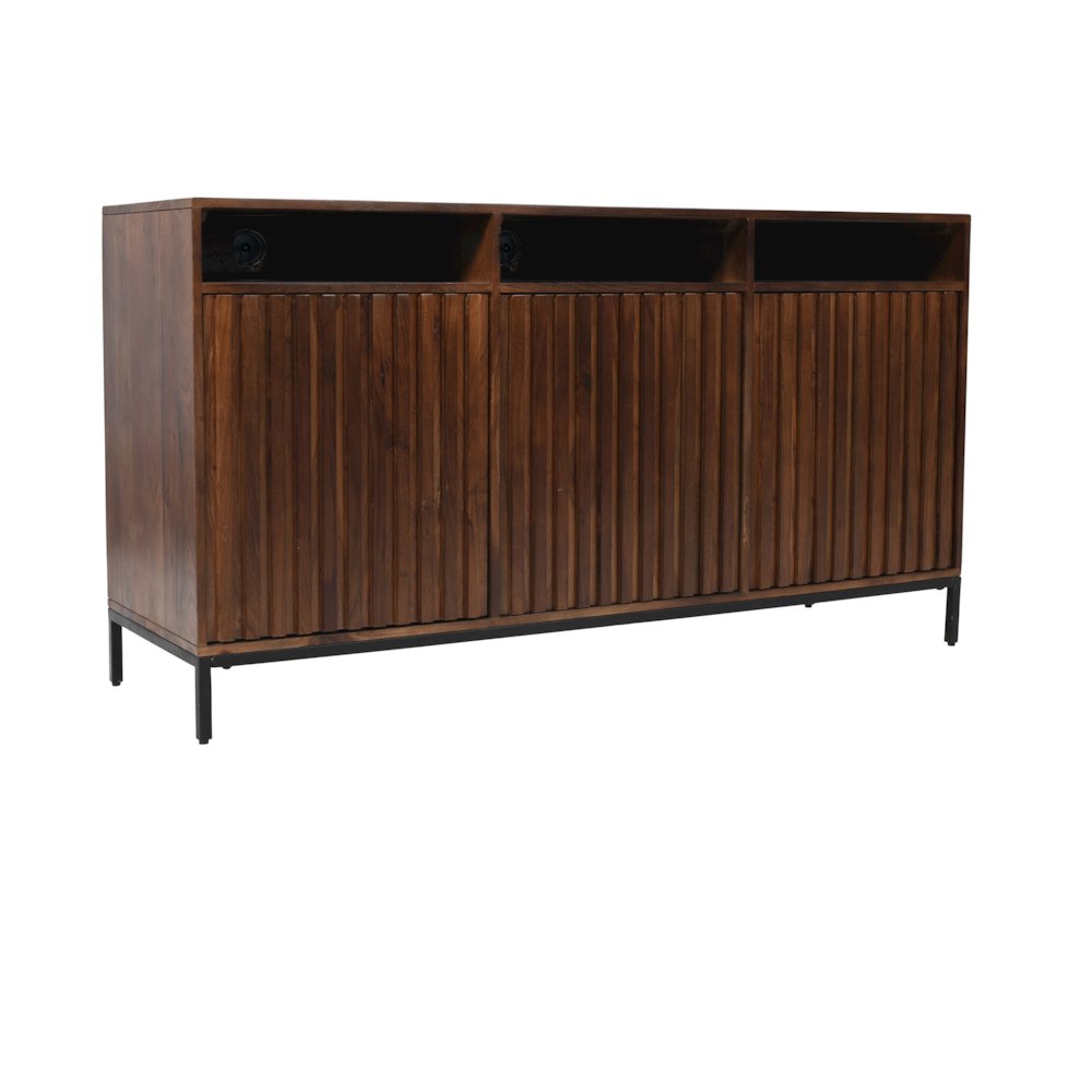 Ryder 50" Modern Fluted Door Solid Wood Console Storage TV Stand Cabinet. Picture 9