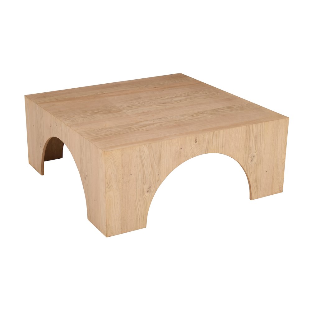 Archimedes 40" Arched Wood Square Modern Rustic Coffee Table. Picture 2