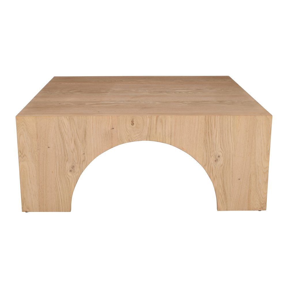 Archimedes 40" Arched Wood Square Modern Rustic Coffee Table. Picture 1