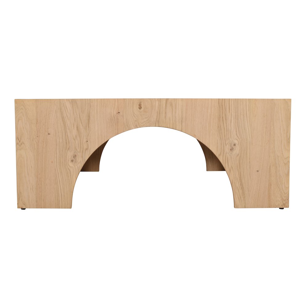 Archimedes 40" Arched Wood Square Modern Rustic Coffee Table. Picture 4