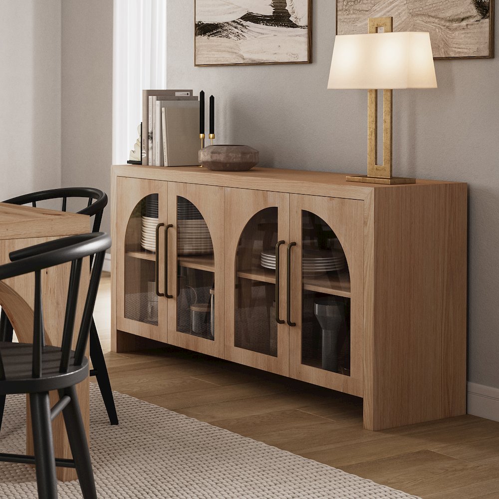 Archimedes 60" Curved Arch Four Door Sideboard Storage Cabinet. Picture 7