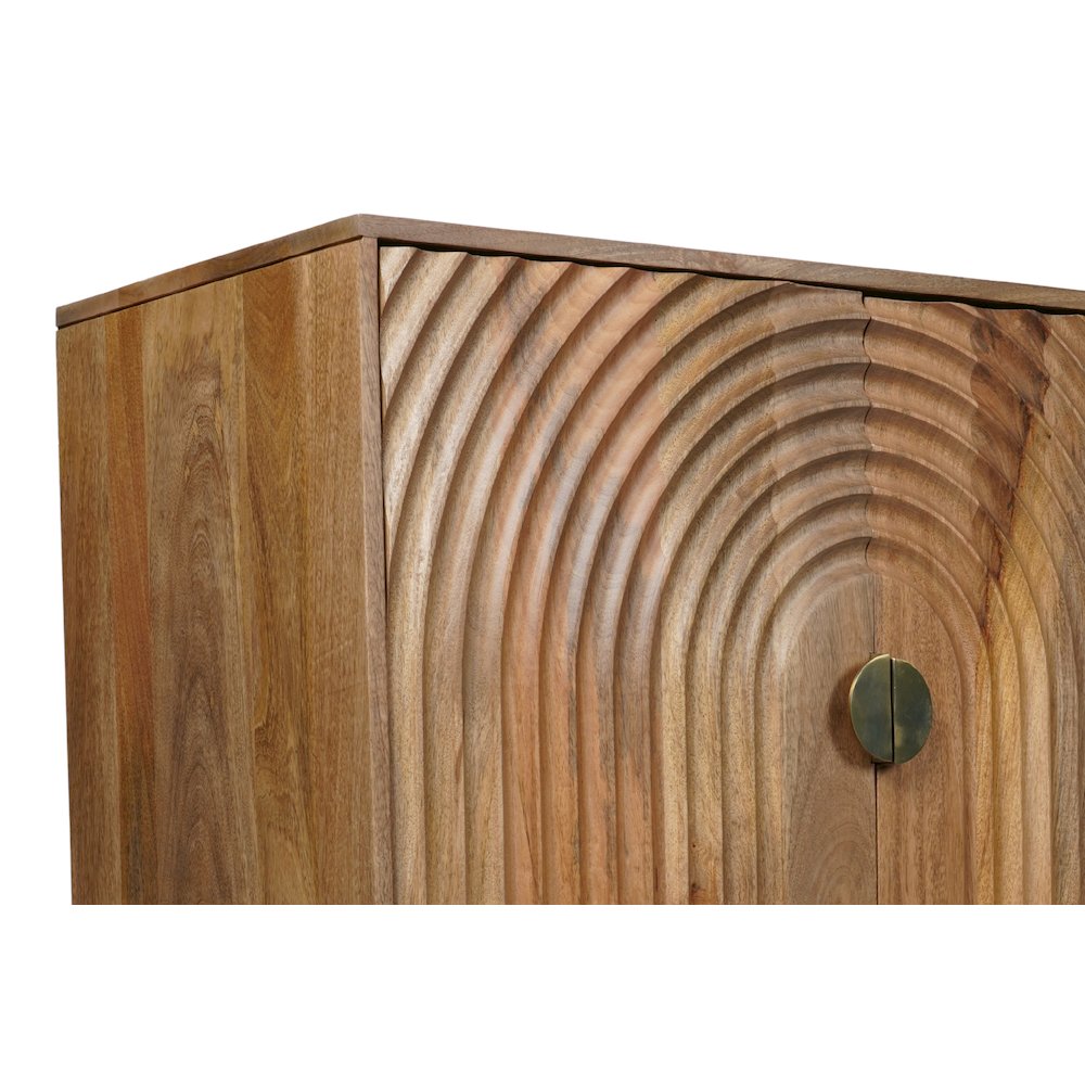 Asher 69" Solid Wood Mid-Century Modern Curved Arch Sideboard Cabinet. Picture 4