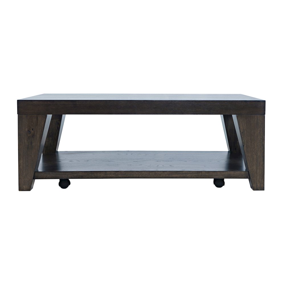 Modern Contemporary 50" Coffee Table with Storage Shelf and Hidden Casters. Picture 1