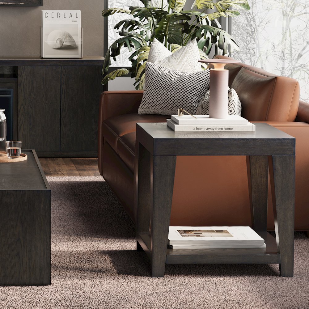 Laurel Creek Modern Contemporary 24" Square End Table with Open Shelf. Picture 7