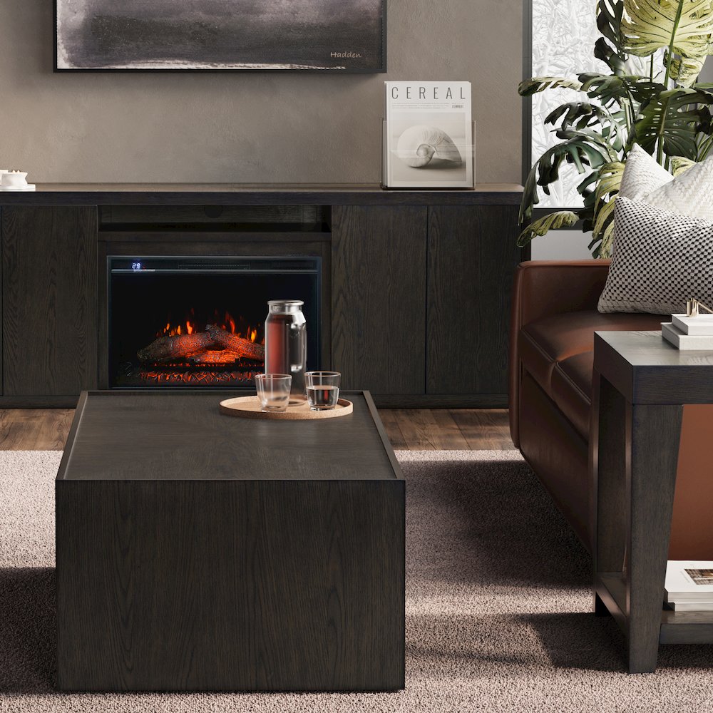 Laurel Creek Modern Contemporary 52" Block Coffee Table with Hidden Casters. Picture 9