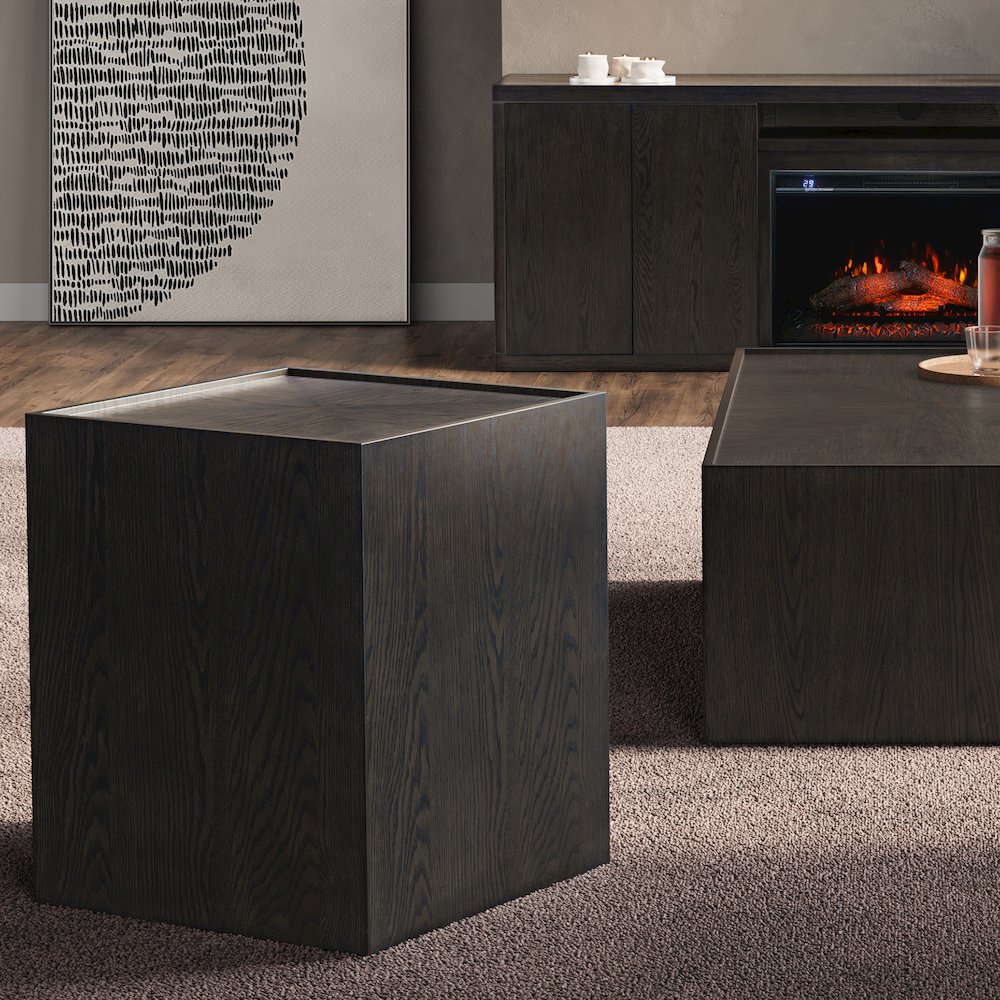 Laurel Creek Modern Contemporary Square Block Pedestal End Table. Picture 8