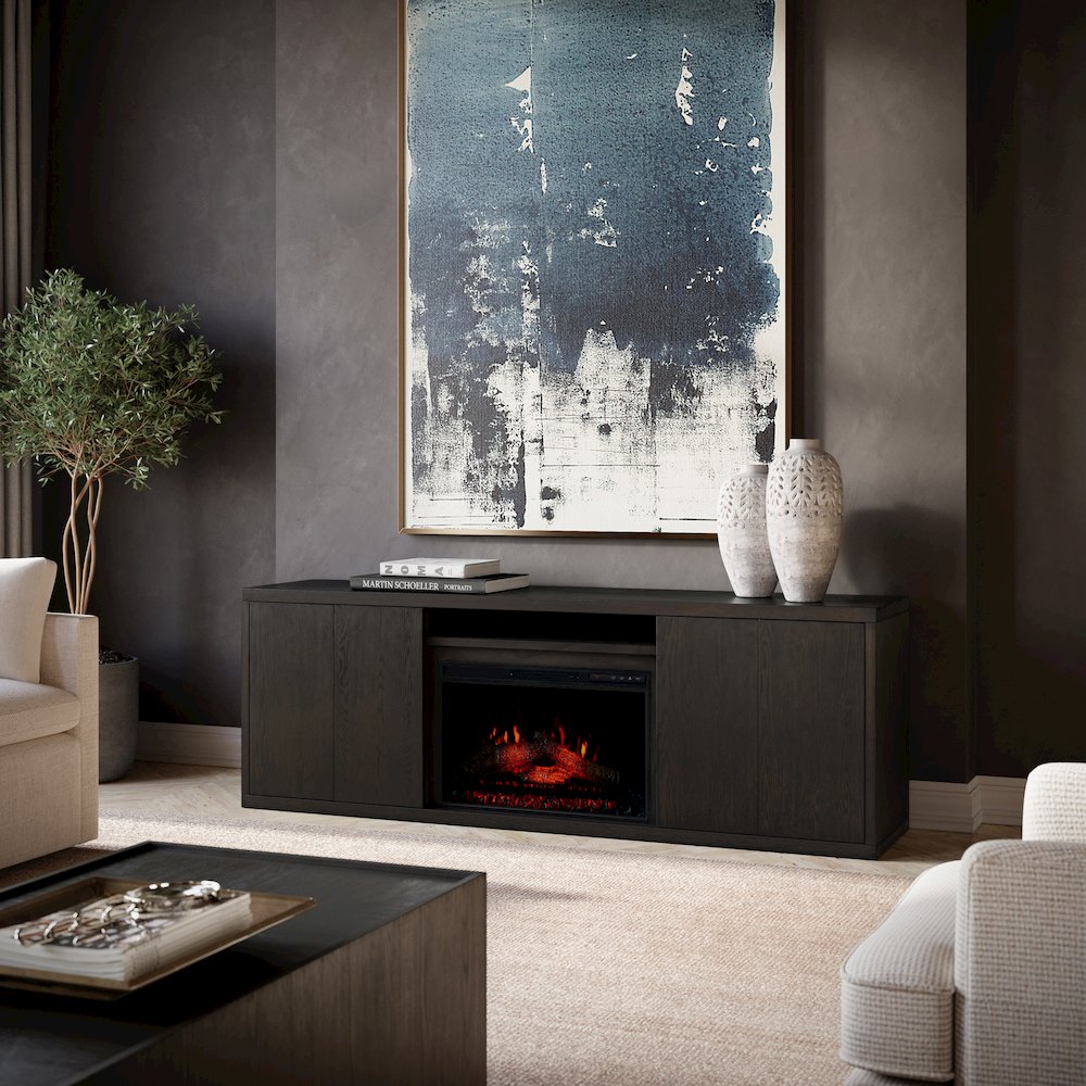 Laurel Creek Modern Contemporary 78" Electric LED Fireplace with Storage. Picture 2