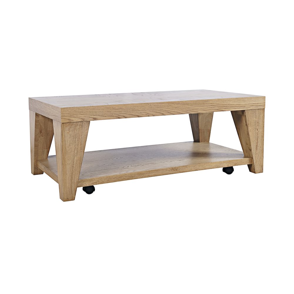 Modern Contemporary 50" Coffee Table with Storage Shelf and Hidden Casters. Picture 2