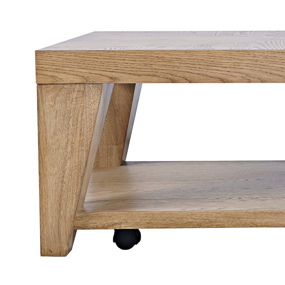 Modern Contemporary 50" Coffee Table with Storage Shelf and Hidden Casters. Picture 4