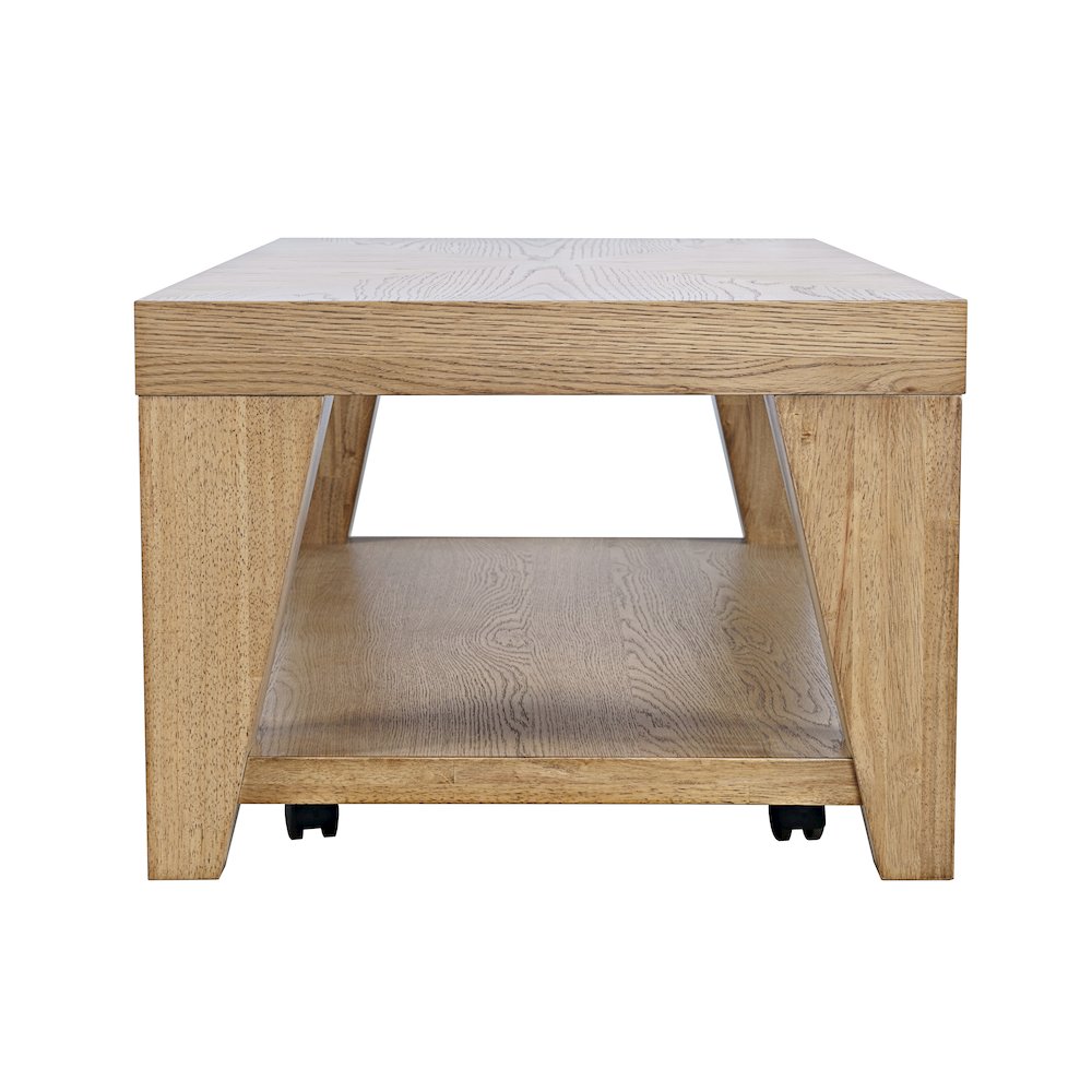 Modern Contemporary 50" Coffee Table with Storage Shelf and Hidden Casters. Picture 5