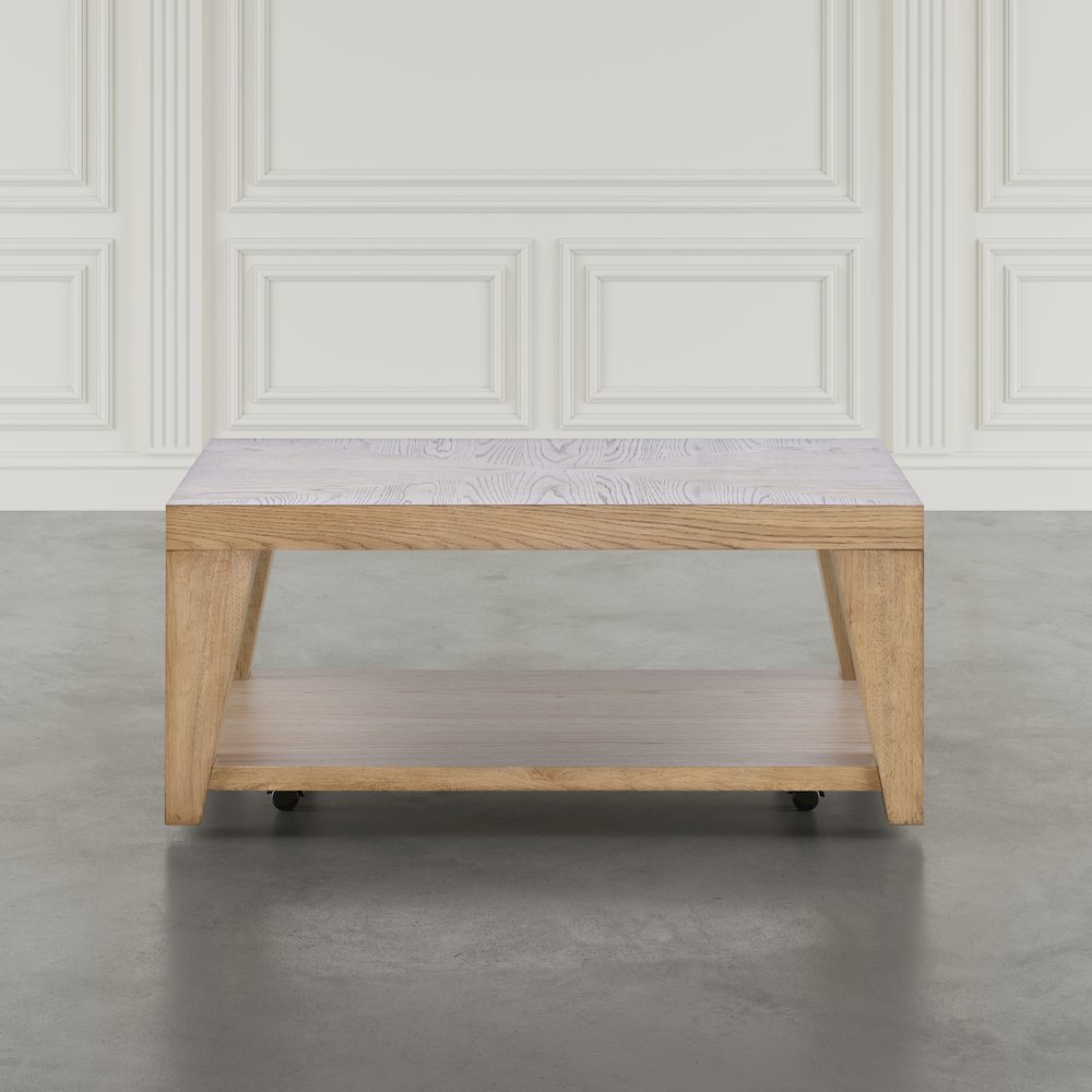 Modern Contemporary 50" Coffee Table with Storage Shelf and Hidden Casters. Picture 9