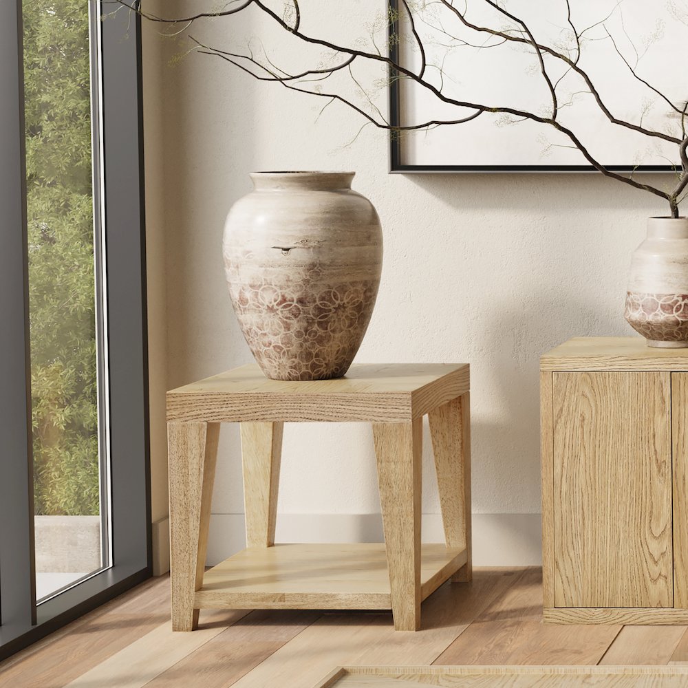 Laurel Creek Modern Contemporary 24" Square End Table with Open Shelf. Picture 6