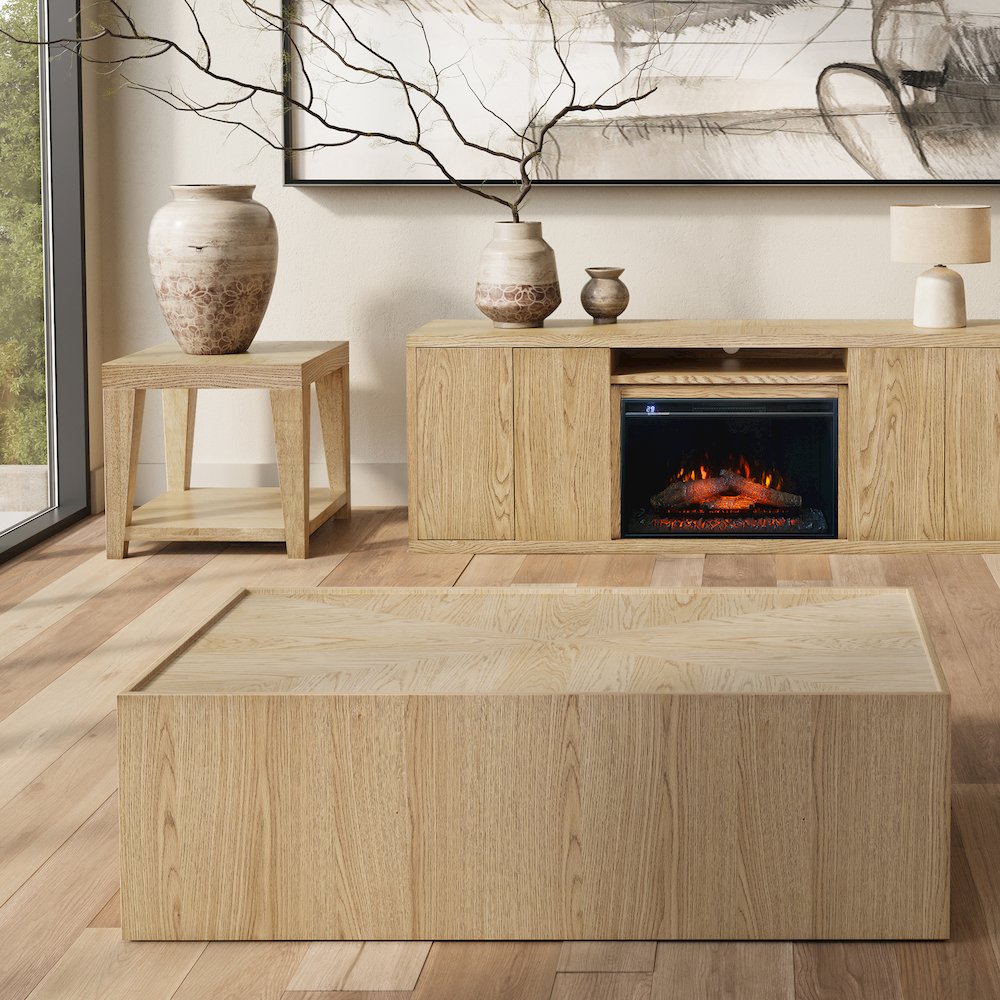 Laurel Creek Modern Contemporary 52" Block Coffee Table with Hidden Casters. Picture 8