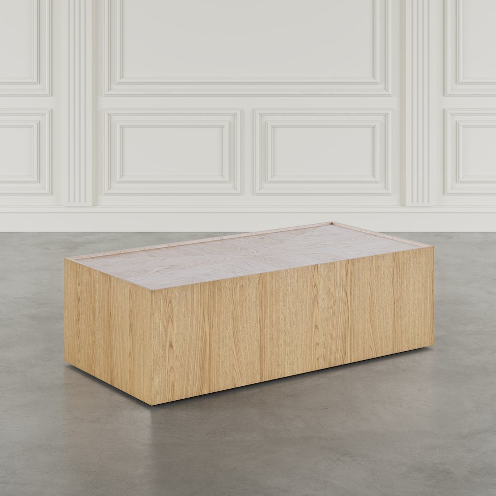 Laurel Creek Modern Contemporary 52" Block Coffee Table with Hidden Casters. Picture 9