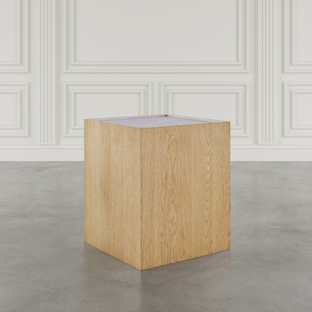 Laurel Creek Modern Contemporary Square Block Pedestal End Table. Picture 7