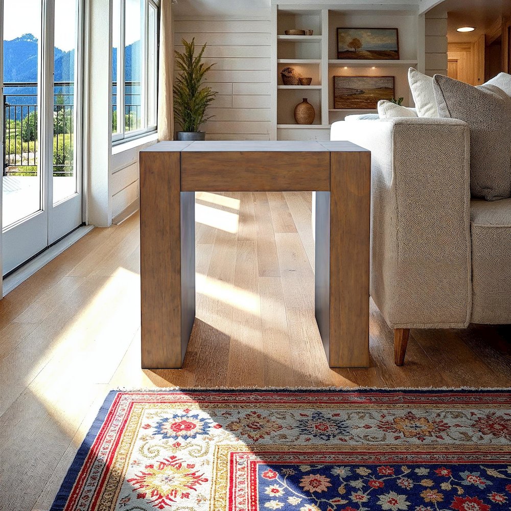 Taos Modern Rustic Square Dovetailed End Table. Picture 8