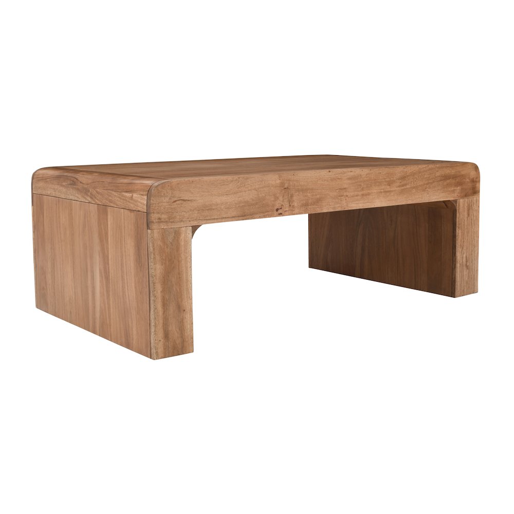 Brooklyn 50" Mid-Century Modern Solid Wood Waterfall Curved Coffee Table. Picture 3