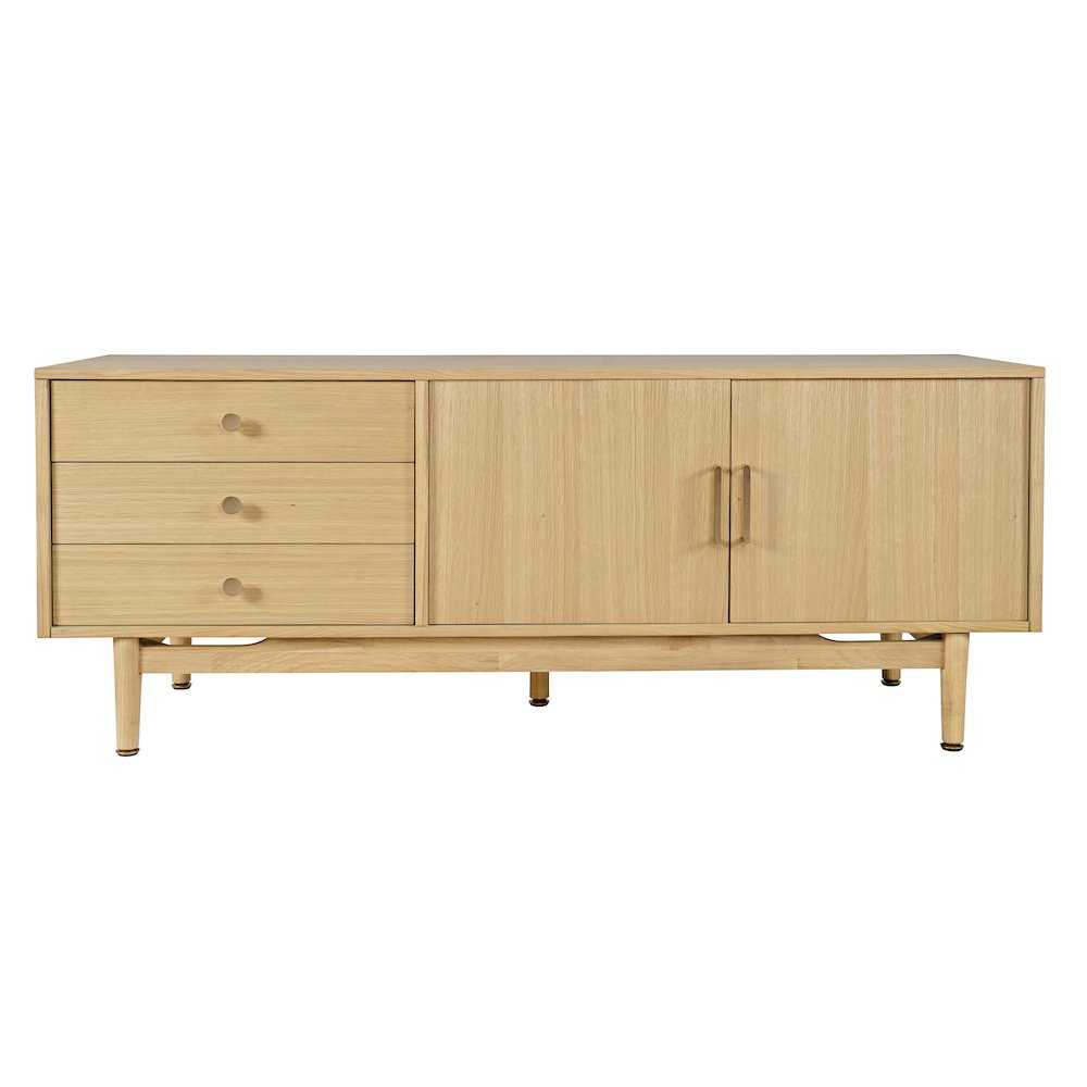 Olson 67" Mid-Century Modern Scandinavian Console TV Stand Storage Cabinet. Picture 1