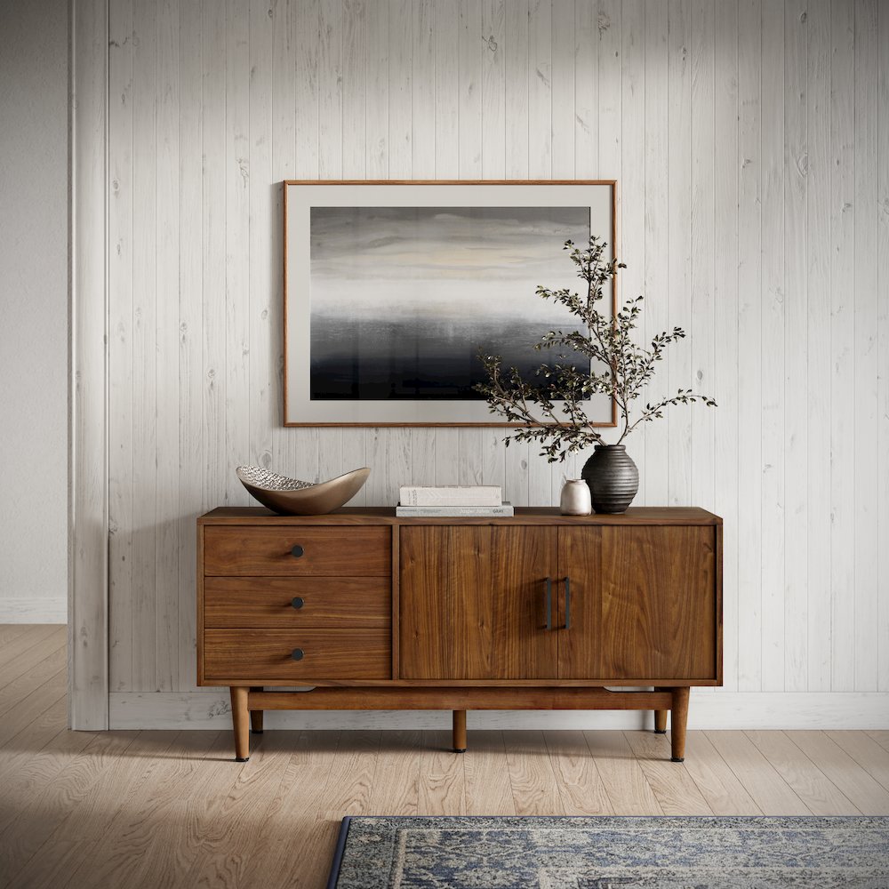 Olson 57" Mid-Century Modern Scandinavian Console TV Stand Storage Cabinet. Picture 10