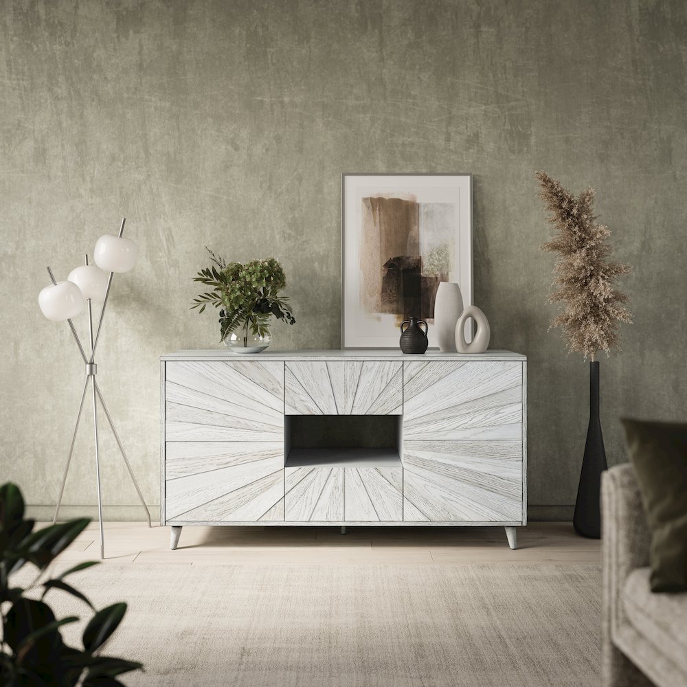 Reece 60" Mid-Century Modern Starburst TV Stand Console Storage Cabinet. Picture 11