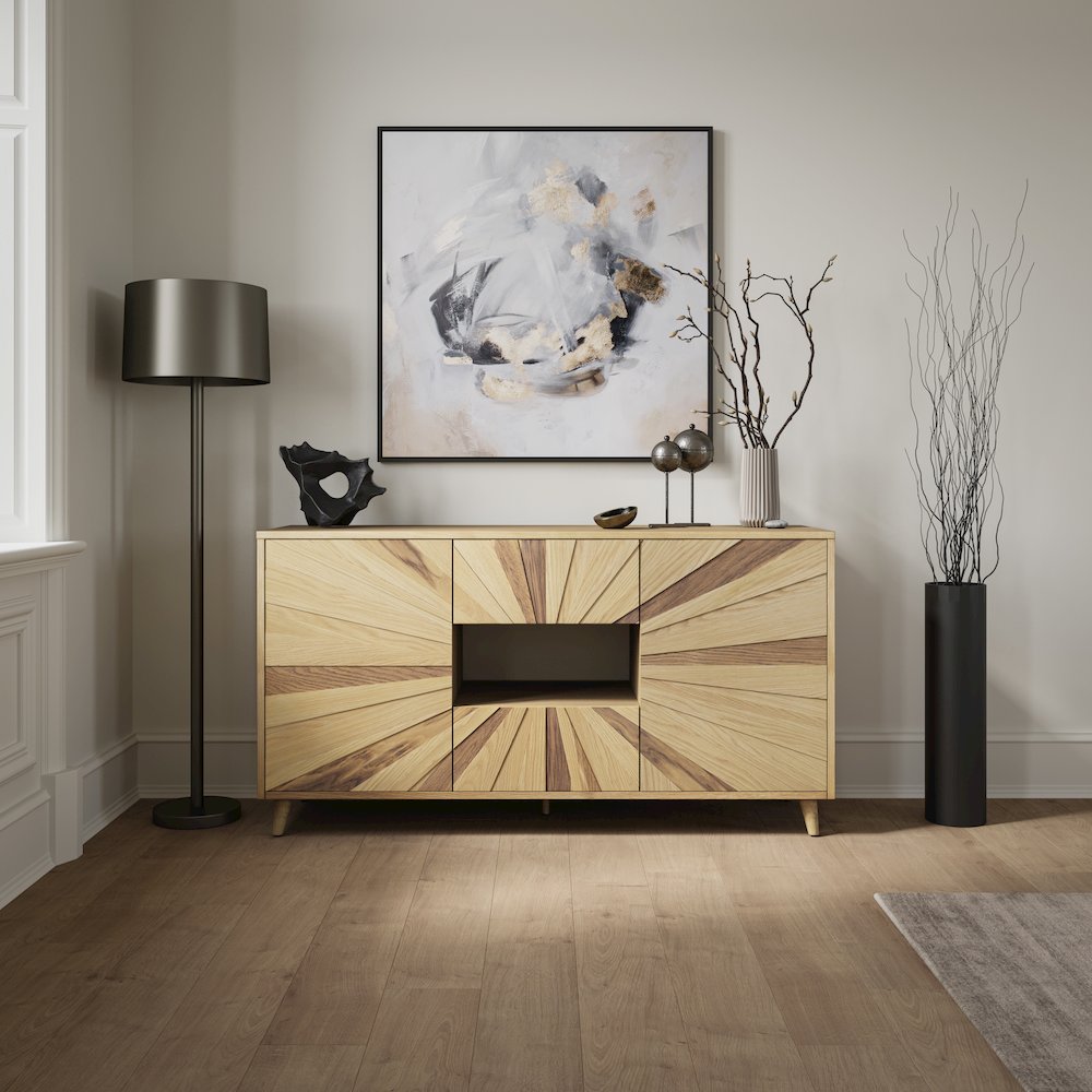 Reece 60" Mid-Century Modern Starburst TV Stand Console Storage Cabinet. Picture 11