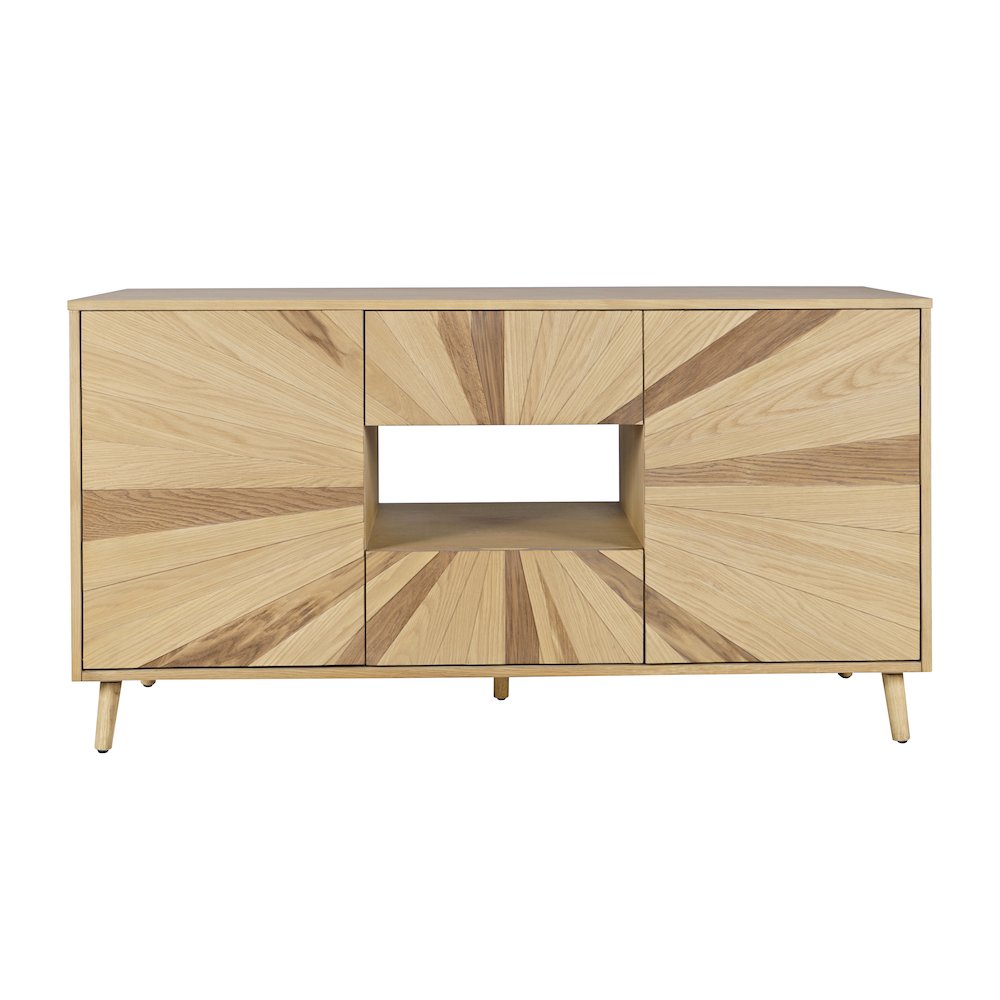 Reece 60" Mid-Century Modern Starburst TV Stand Console Storage Cabinet. Picture 1