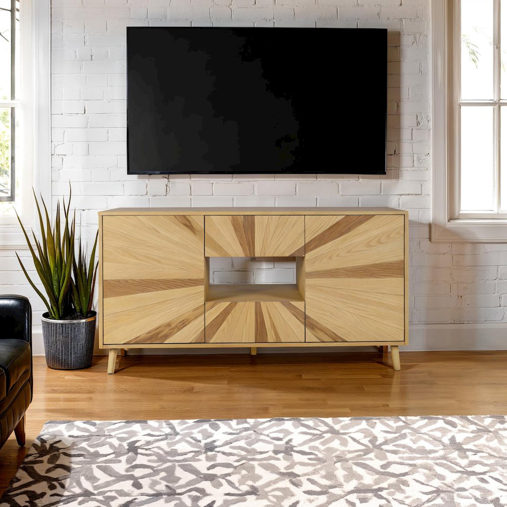 Reece 60" Mid-Century Modern Starburst TV Stand Console Storage Cabinet. Picture 10