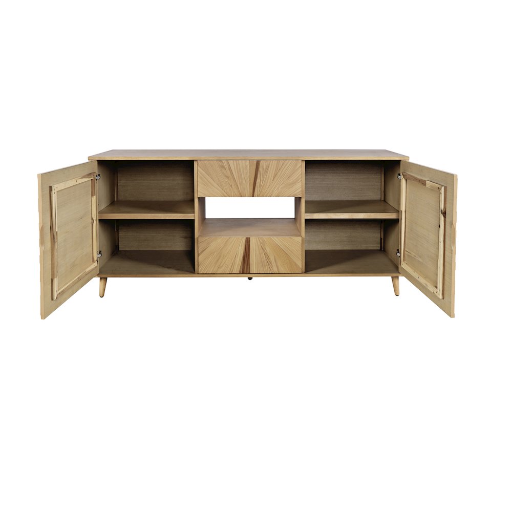 Reece 70" Mid-Century Modern Starburst TV Stand Console Storage Cabinet. Picture 8
