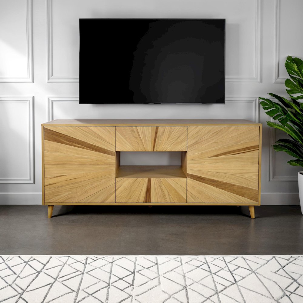 Reece 70" Mid-Century Modern Starburst TV Stand Console Storage Cabinet. Picture 10