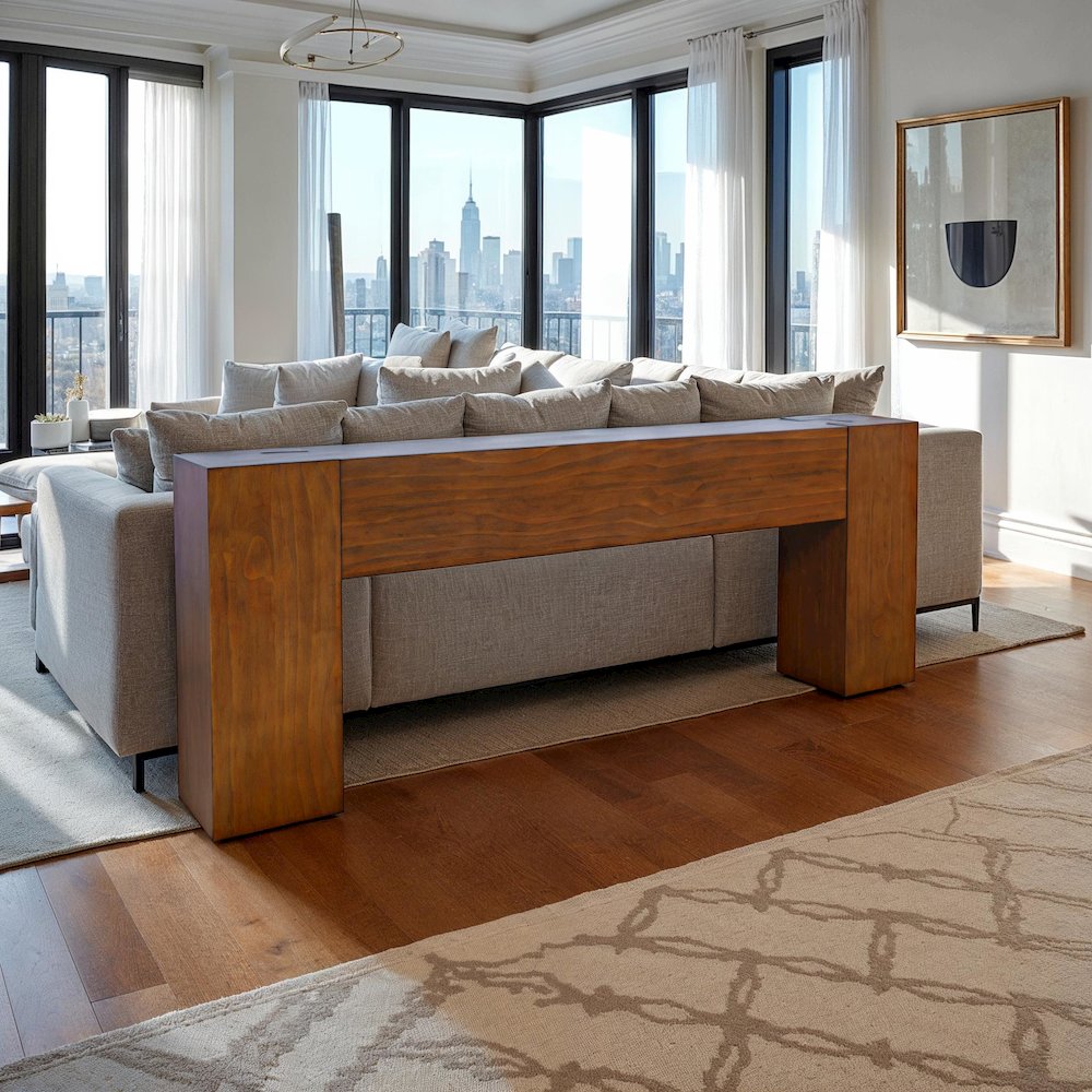 Taos Modern Rustic 79" Dovetailed Sofa Console Table. Picture 8