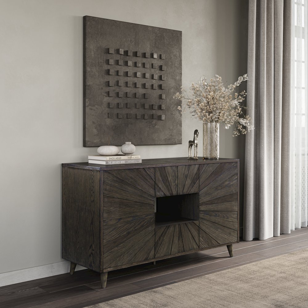 Reece 50" Mid-Century Modern Starburst TV Stand Console Storage Cabinet. Picture 11