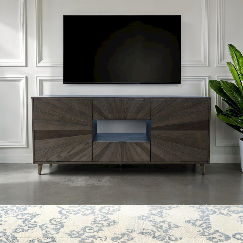 Reece 70" Mid-Century Modern Starburst TV Stand Console Storage Cabinet. Picture 9