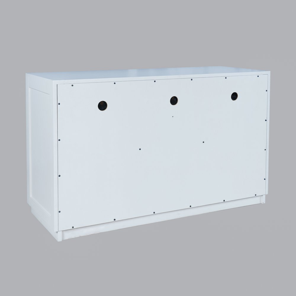 50" Contemporary Media Console with Tempered Glass Doors, Drawers and Shelves. Picture 7