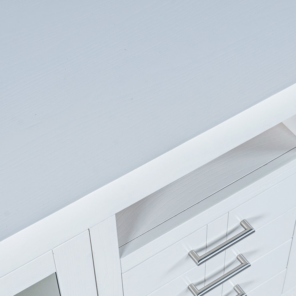 50" Contemporary Media Console with Tempered Glass Doors, Drawers and Shelves. Picture 3