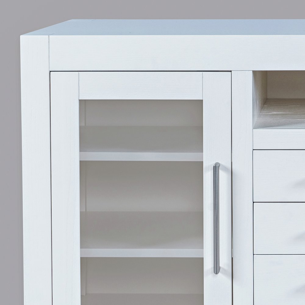 50" Contemporary Media Console with Tempered Glass Doors, Drawers and Shelves. Picture 4