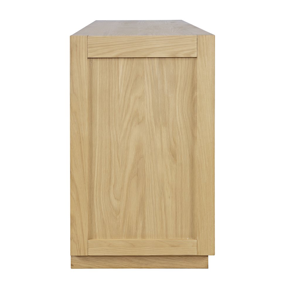 50" Contemporary Media Console with Tempered Glass Doors, Drawers and Shelves. Picture 9